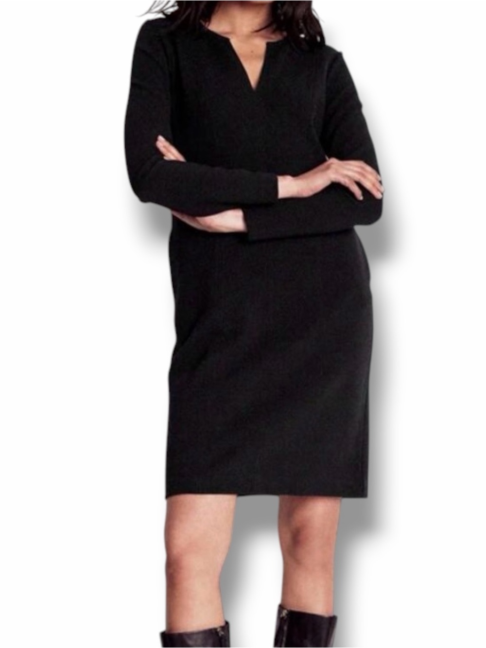 Boden Colette Ottoman Shift Dress Black Size 14 Long NWT
